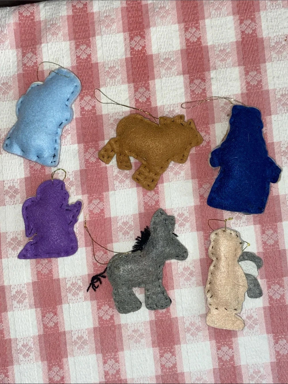 Handmade Felt Nativity Ornament Set - Multicolor